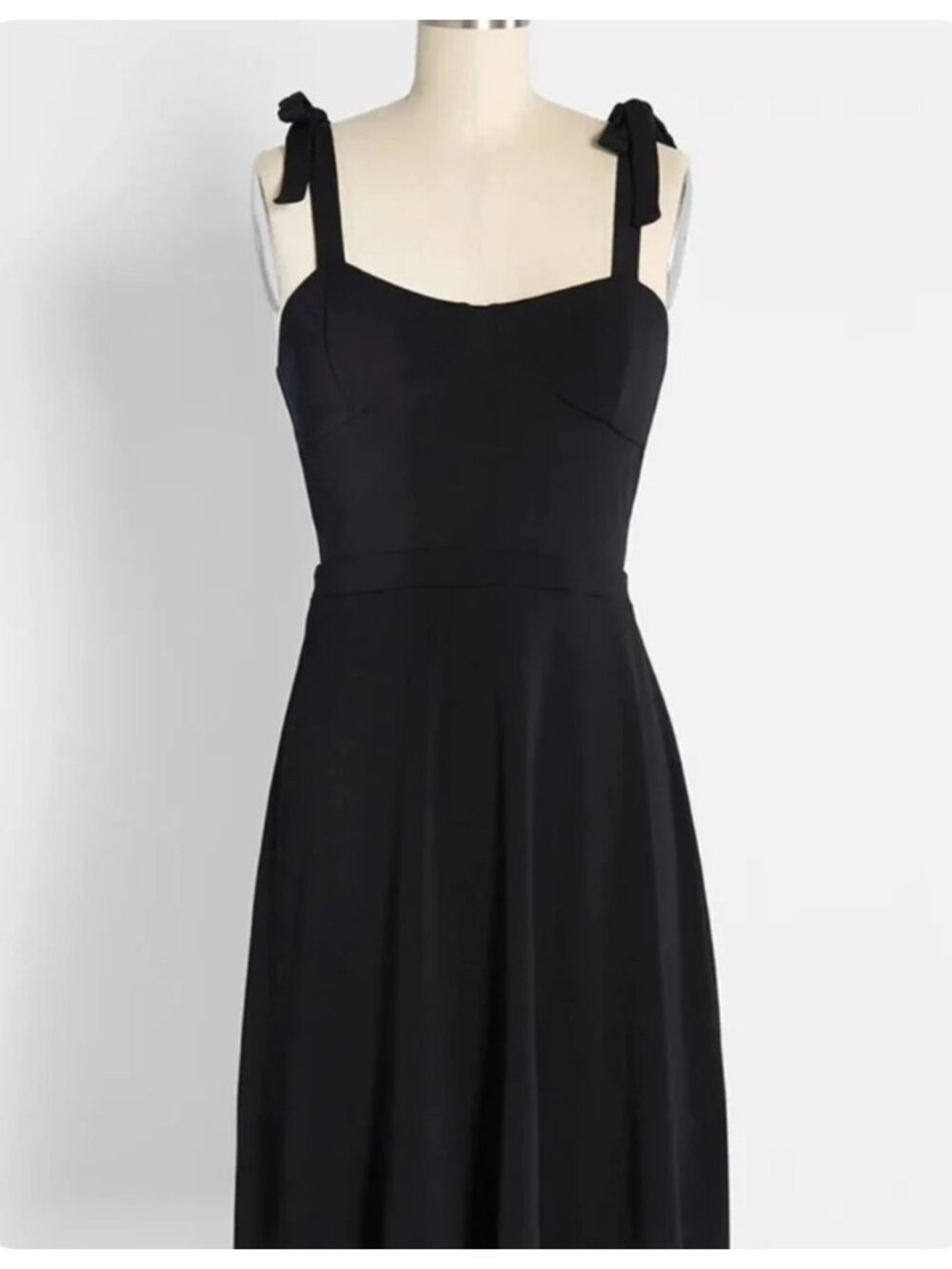 NWT ModCloth Black Vintage Summer Dreams Tie-Strap Fit & Flare Sleeveless Dress